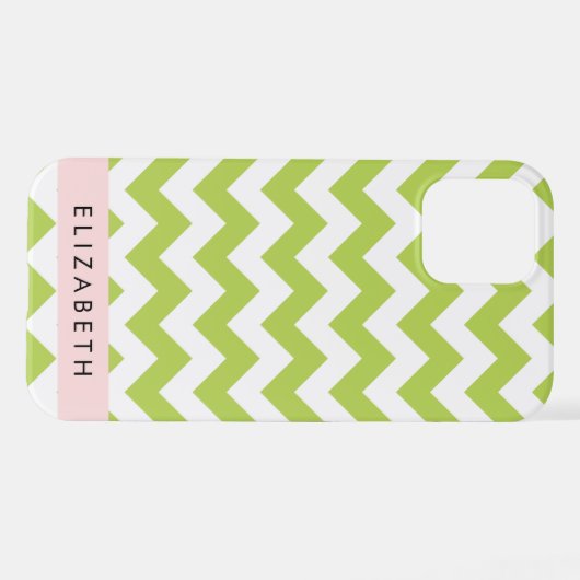 Groene zigzag, Groene Chevron, Jouw naam iPhone Hoesje (Achterkant horizontaal)