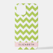 Groene zigzag, Groene Chevron, Jouw naam iPhone Hoesje (Achterkant)