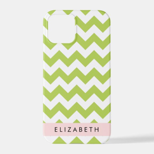 Groene zigzag, Groene Chevron, Jouw naam iPhone Hoesje (Achterkant)