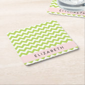 Groene zigzag, Groene Chevron, Jouw naam Kartonnen Onderzetters (Schuin)