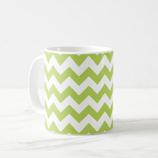 Groene zigzag, Groene Chevron, Jouw naam Koffiemok (Voorkant links)