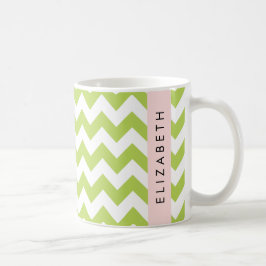 Groene zigzag, Groene Chevron, Jouw naam Koffiemok
