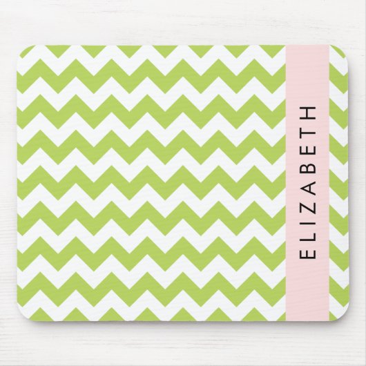 Groene zigzag, Groene Chevron, Jouw naam Muismat (Voorkant)