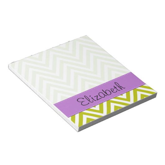 Groene zigzag, Groene Chevron, Jouw naam Notitieblok (Schuin)