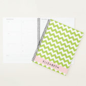Groene zigzag, Groene Chevron, Jouw naam Planner (Display)