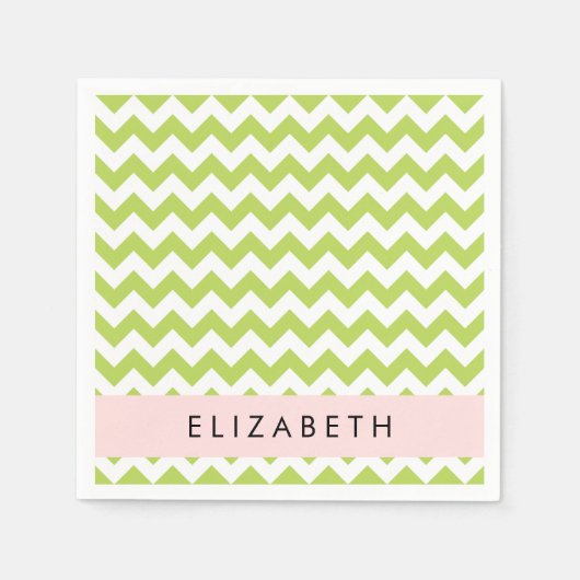 Groene zigzag, Groene Chevron, Jouw naam Servet (Voorkant)