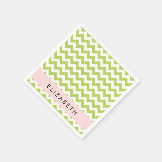 Groene zigzag, Groene Chevron, Jouw naam Servet (Hoek)