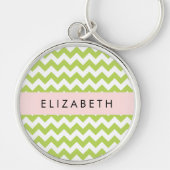 Groene zigzag, Groene Chevron, Jouw naam Sleutelhanger (Voorkant)