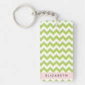 Groene zigzag, Groene Chevron, Jouw naam Sleutelhanger (Voorkant)
