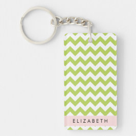 Groene zigzag, Groene Chevron, Jouw naam Sleutelhanger