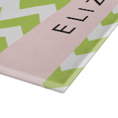 Groene zigzag, Groene Chevron, Jouw naam Snijplank (Hoek)