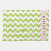 Groene zigzag, Groene Chevron, Jouw naam Theedoek (Horizontaal)