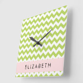 Groene zigzag, Groene Chevron, Jouw naam Vierkante Klok (Hoek)