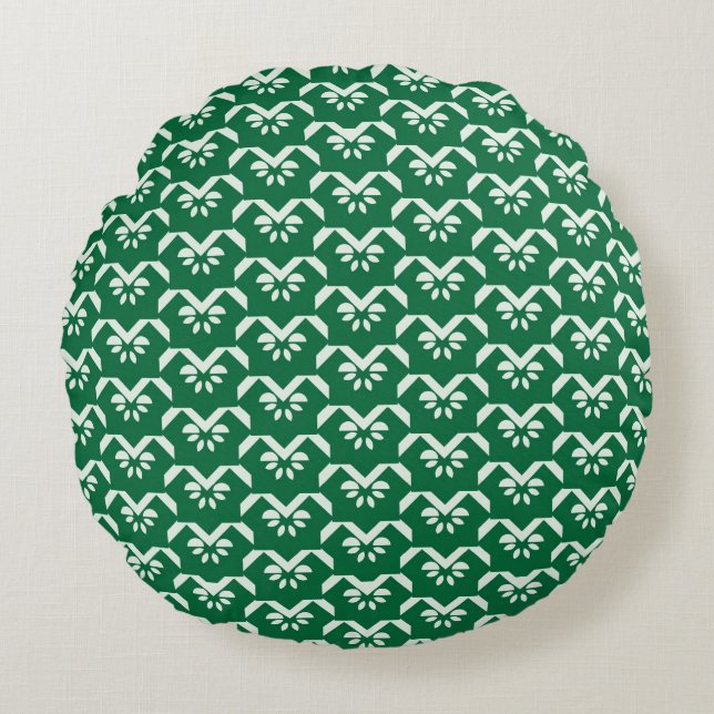 Groene zigzag rond kussen (Voorkant)