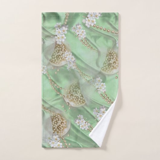 Groene Zijde en Ivory Champaign Pearls Bad Handdoek (Handdoek)