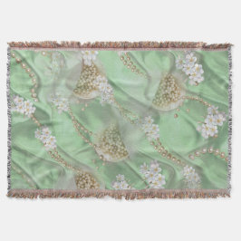 Groene Zijde en Ivory Champaign Pearls Deken