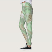 Groene Zijde en Ivory Champaign Pearls Leggings (Links)