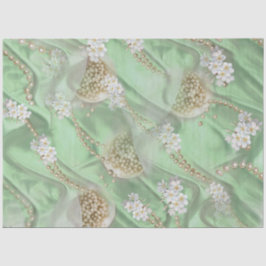 Groene Zijde en Ivory Champaign Pearls Tissuepapier