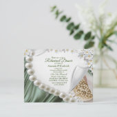 Groene Zijde en Ivory Pearls repetitief diner Kaart (Staand voorkant)