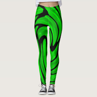 Groene Zijde en Zwarte Lederen kijken Leggings