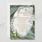 Groene Zijde & Ivoor Peer Bruiloft Douche Uitnodig Kaart (Voorkant)