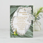 Groene Zijde & Ivoor Peer Bruiloft Douche Uitnodig Kaart (Staand voorkant)