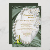 Groene Zijde & Ivoor Peer Bruiloft Douche Uitnodig Kaart (Voorkant / Achterkant)