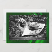 groene zijderoute Masquerade Ball Invitation Kaart (Voorkant)