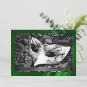  groene zijderoute Masquerade Ball Invitation Kaart (Staand voorkant)