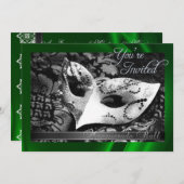  groene zijderoute Masquerade Ball Invitation Kaart (Voorkant / Achterkant)