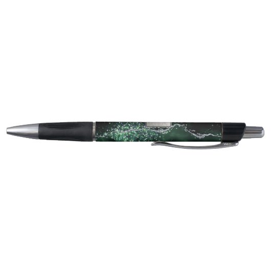 Groene Zilver Glitter Marmer Geode Monogram Pen (Bodem)