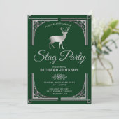 Groene Zilver Stag Bachelor Party Kaart (Staand voorkant)