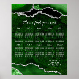 Groene Zilveren Agaat Trouw Stoelenplattegrond 12  Poster