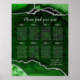 Groene Zilveren Agaat Trouwstoelindeling 8 Tafel Poster
