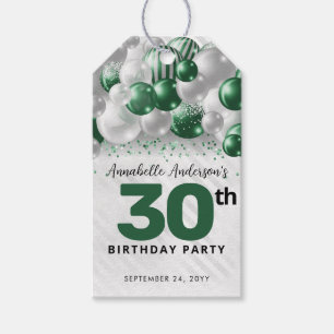 Groene Zilveren Ballon Glam Glitters Favor Verjaar Cadeaulabel