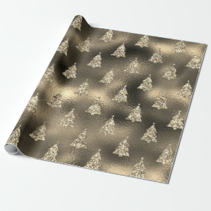 Groene Zilveren Glitter Kerstboom Glam Cadeaupapier