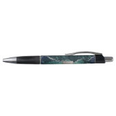 Groene Zilveren Glitter Marmer Geode Monogram Pen (Bovenkant)
