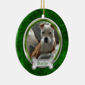 Groene Zilveren Huisdier Foto Kerst Ornament (Rechts)
