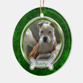 Groene Zilveren Huisdier Foto Kerst Ornament (Links)