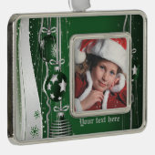 Groene zilveren kerstballen, sterren en sneeuwvlok verzilverd omlijst ornament (Rechts)