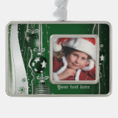 Groene zilveren kerstballen, sterren en sneeuwvlok verzilverd omlijst ornament (Voorkant)