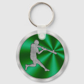 Groene, Zilveren Kleur Gepersonaliseerde Honkbal K Sleutelhanger (Achterkant)