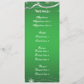 Groene, zilvergrijs sneeuwvlok trouwkaart menu (Achterkant)