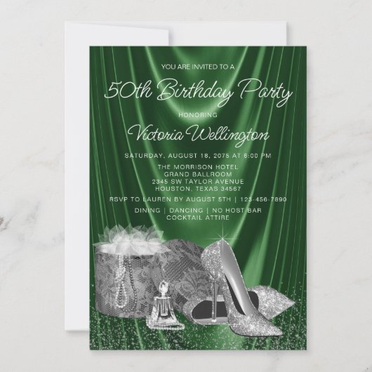 Groene zilverschoen om het even welk aantal Birthd Kaart (Voorkant)