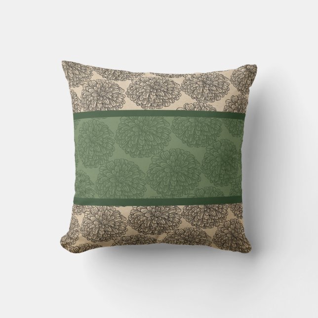 Groene  Zinnia Pillow Kussen (Voorkant)