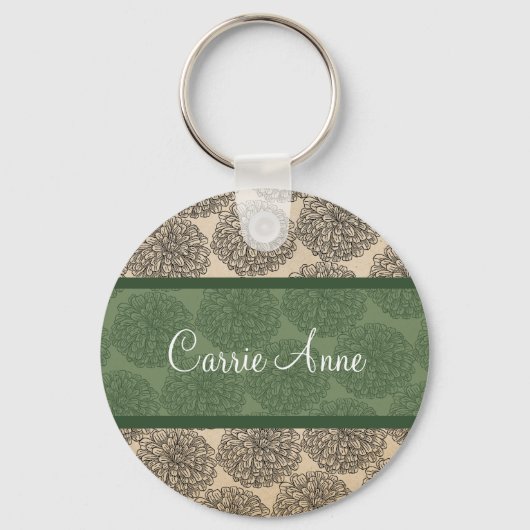 Groene Zinnia-Sleutelhanger Sleutelhanger (Voorkant)