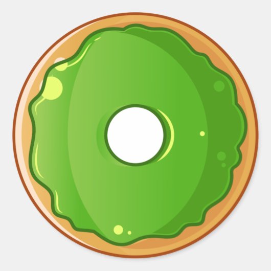 Groene zoete donut ronde sticker (Voorkant)