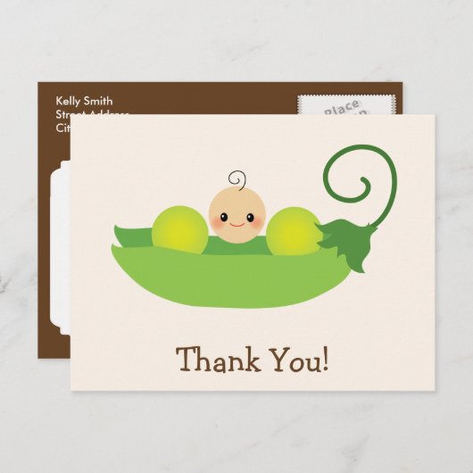 Groene zoete erwt Baby shower dank u Briefkaart (Voorkant / Achterkant)