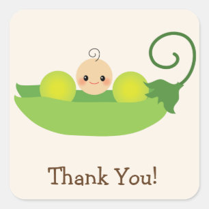 Groene zoete erwt Baby shower dank u Vierkante Sticker