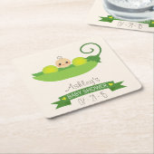 Groene zoete erwt Baby shower Kartonnen Onderzetters (Schuin)